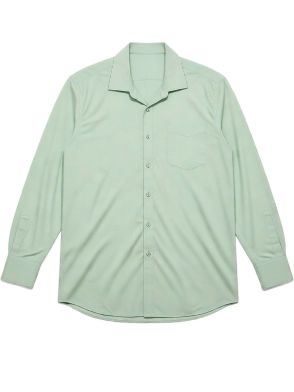 Boy's Long-Sleeve Button-Down Shirt - Mint Green With One Chest Pocket
